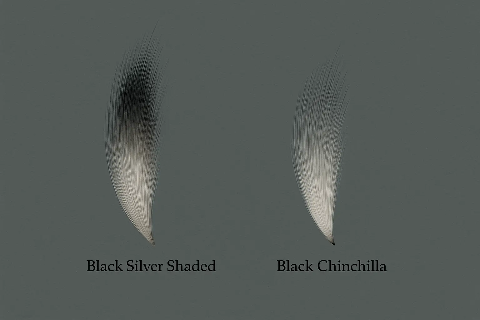 Exemples visuels de poils Silver  Shaded et Chinchilla
